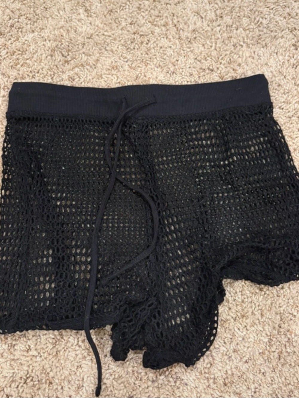 NWOT Women's Black Mesh Drawstring Athletic Shorts